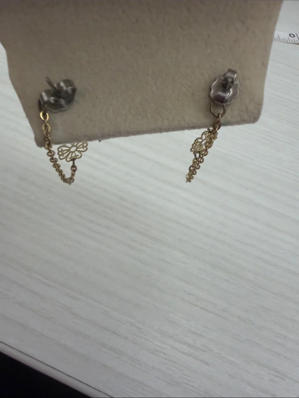 Gold Floral Chain Drop Earrings for Women